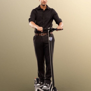 Elegant Man Driving Scooter low-poly 3d Model