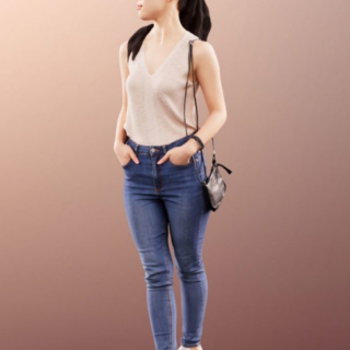 Summer Girl Waiting With Hands In Her Pockets 3D Model
