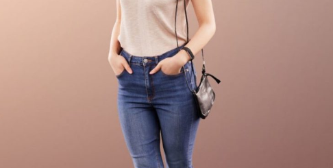 Summer Girl Waiting With Hands In Her Pockets 3D Model