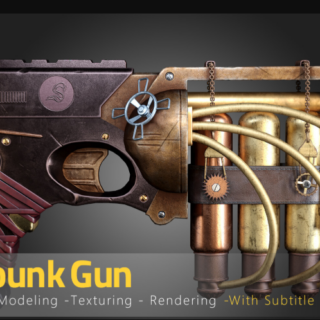 Artstation – Steampunk Gun Tutorial – Tutorial Full Process(With Subtitle) + Free Game Asset